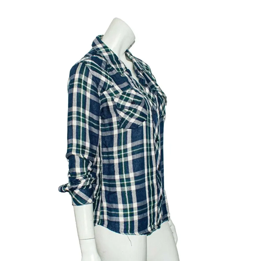 Rails Women's Button up Flannel Shirt Blue Plaid Tencel Rayon Size XS - Picture 8 of 8